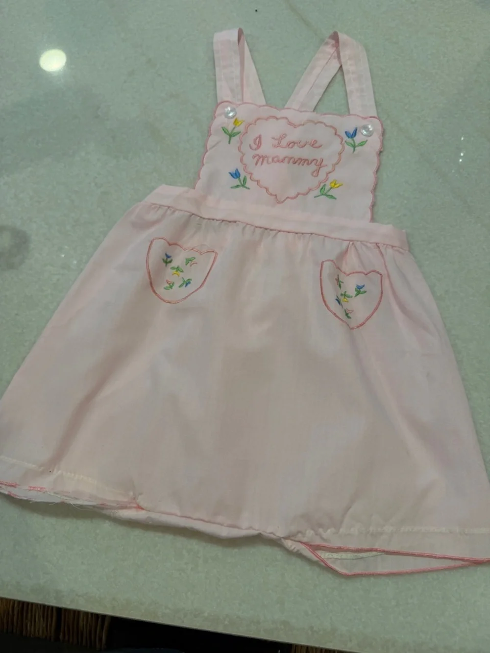 Pink Embroidered 'I Love Mommy' vintage romper